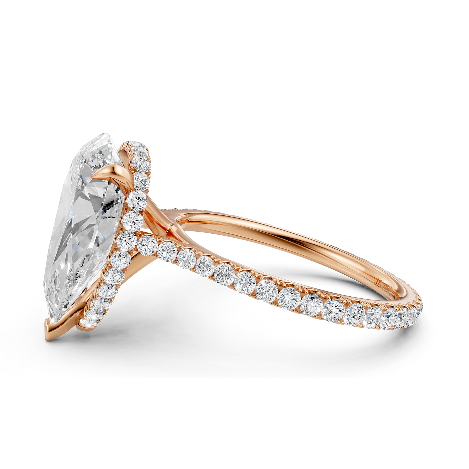 Cathedral Style Halo French U Pave Set Lab Grown Diamond Engagement Ring IGI Certified 4.55 Ctw.